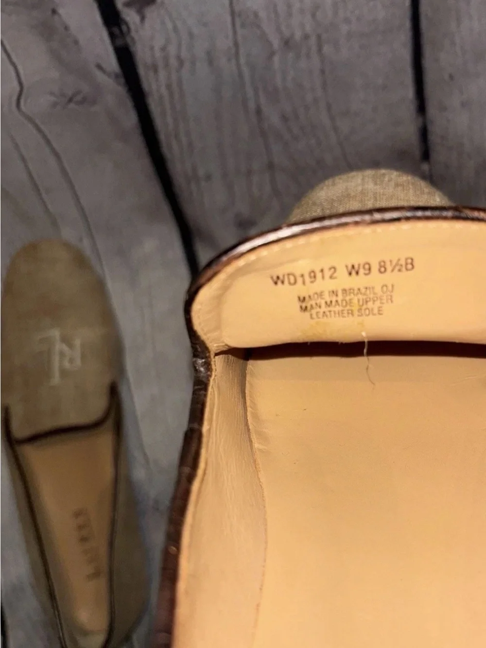 Lauren Ralph Lauren Tan Oxford Loafers Slipper Shoes Embroidered  Logo 8 1/2 B